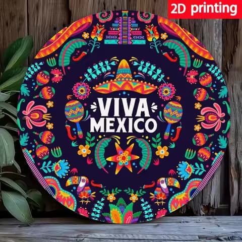 Plaque murale Viva Mexico maracas