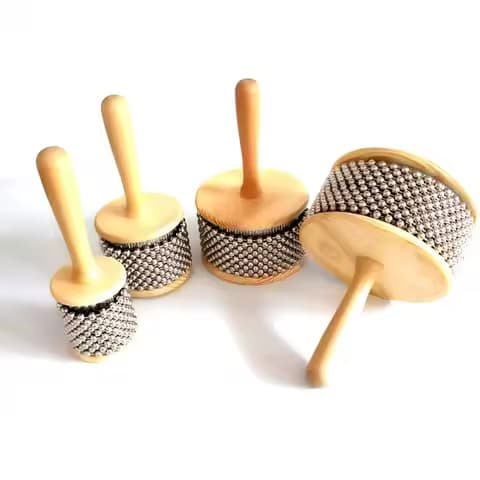 Cabasa à manivelle en bois